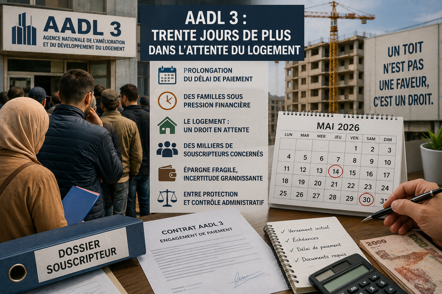 AADL 3 : trente jours de plus dans l’attente du logement